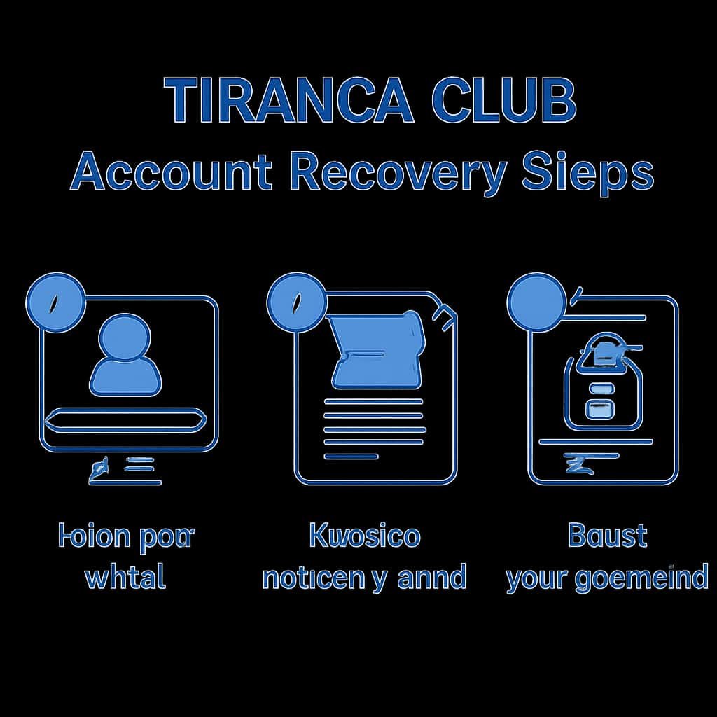 An educational diagram illustrating the account recovery steps for Tiranga Club.